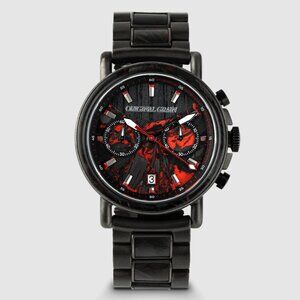 BRAND NEW Original Grain Forest Fire Red Chrono 44m Stainless Steel Watch